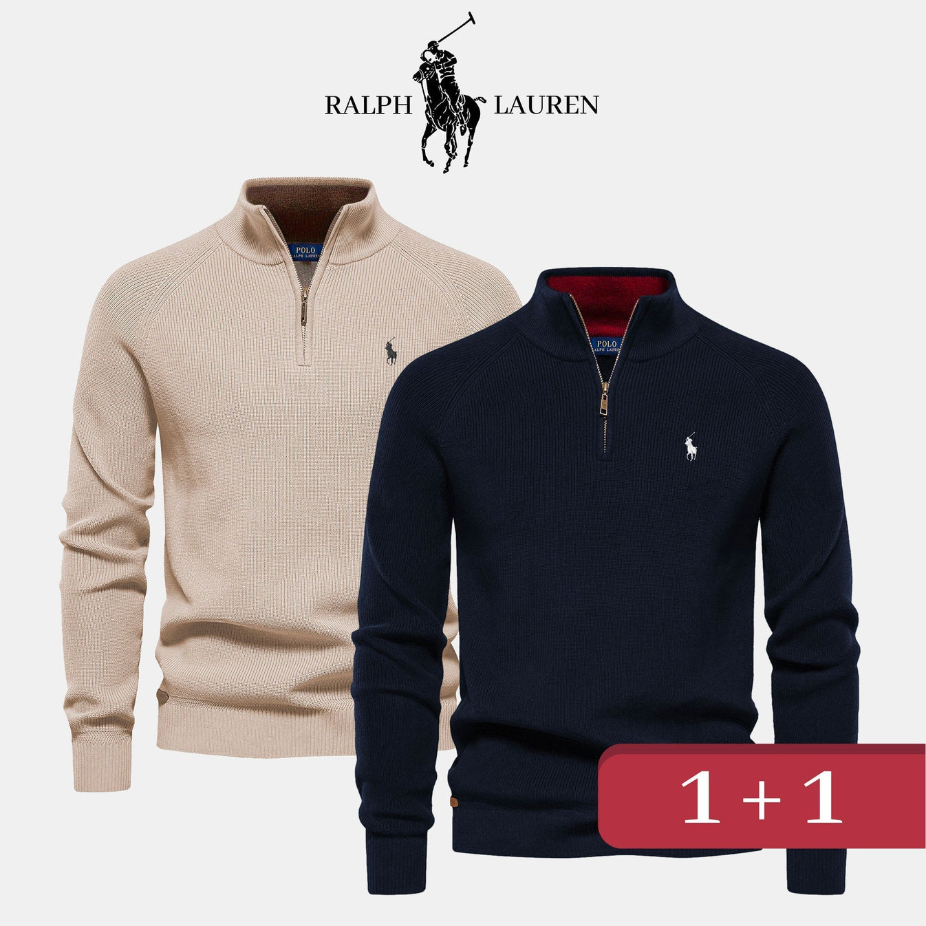Herrenpullover mit Reißverschluss – 1+1 GRATIS!